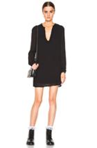 Saint Laurent Sunflower Applique Tunic Dress In Black