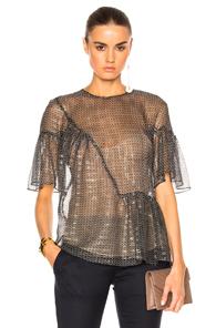 Stella Mccartney Silk Lurex Top In Black,metallics