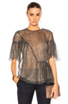 Stella Mccartney Silk Lurex Top In Black,metallics