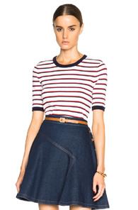 Equipment Brienne Crew Top In Stripes,white,red
