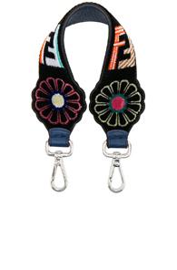 Fendi Printed Velvet Mini Bag Strap In Floral,black