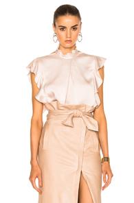 Marissa Webb Sharon Satin Crepe Blouse In Neutrals