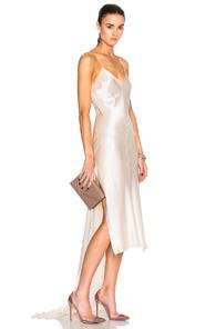 Juan Carlos Obando Flora Charmeuse Slip Dress In Neutrals