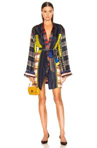 Pierre-louis Mascia Aloe Ultrawash Robe In Blue,plaid,red