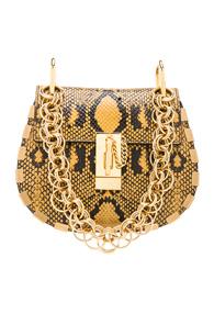Chloe Mini Drew Bijou Python Print Leather Shoulder Bag In Yellow,animal Print