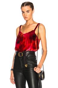 Raquel Allegra Shirred Tank In Ombre & Tie Dye,red