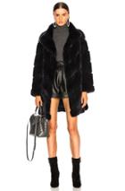 Yves Salomon Rex Rabbit Fur Coat In Blue