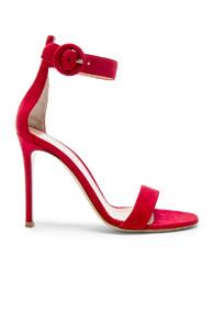 Gianvito Rossi Suede Portofino Heels In Red