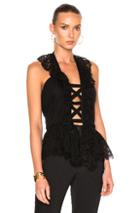 Alberta Ferretti Chiffon Crisscross Front Top In Black