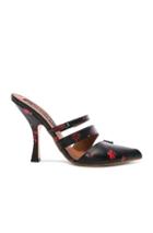 Y Project Floral Leather Open Toed Mules In Black,floral