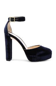 Jimmy Choo Velvet Daphne Heels In Blue