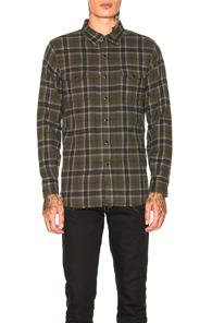 Saint Laurent Classic Western Shirt In Green,plaid