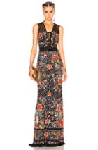 Roberto Cavalli Printed Knit Maxi Dress In Black,red,floral