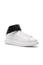 Alexander Mcqueen Strap Platform High Top Leather Sneakers In White,black