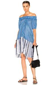 Lemlem Semay Off Shoulder Dress In Blue,stripes