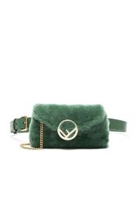 Fendi Shearling Hip Belt In Green