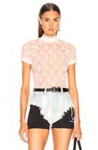 T By Alexander Wang Lace Short Sleeve Top In Pink