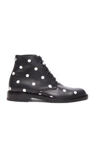 Saint Laurent Leather Polka Dots Lolita Boots In Black,geometric Print