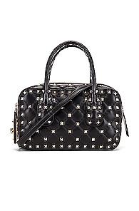 Valentino Rockstud Spike Small Duffle Bag In Black