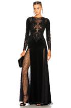 Zuhair Murad Mermaid Long Sleeve Embroidered Velvet Dress In Black