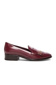 Alexander Mcqueen Stud Fringe Leather Loafers In Red