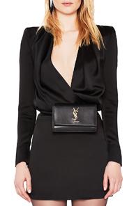 Saint Laurent Monogramme Kate Hip Belt With Pouch In Black