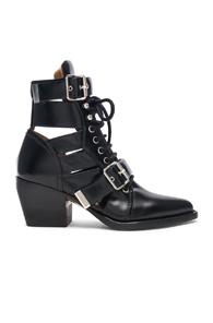 Chloe Rylee Leather Lace Up Buckle Boots In Black