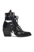 Chloe Rylee Leather Lace Up Buckle Boots In Black