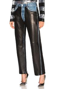Beau Souci Leather Chapsy Pant In Black,blue