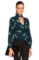 Bianca Spender Silk Feather Top In Blue,abstract
