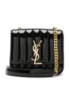Saint Laurent Small Patent Monogramme Vicky Chain Bag In Black