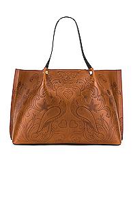Valentino Go Logo Escape Large Tote In Brown,floral,novelty