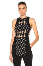 David Koma Diamond Plexi & Crystal Side Loops & Metal Balls Top In Black,metallics