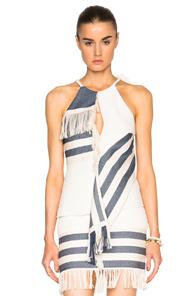 Christopher Esber Jigsawed Tassel Top In Neutrals,stripes