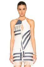 Christopher Esber Jigsawed Tassel Top In Neutrals,stripes