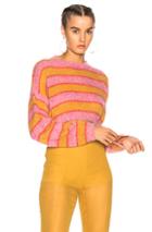 Alberta Ferretti Striped Cropped Crewneck Sweater In Pink,stripes,orange