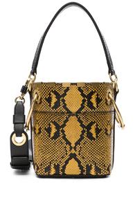 Chloe Mini Roy Python Print Leather Bucket Bag In Yellow,animal Print