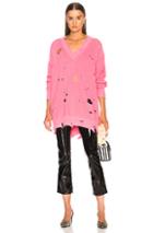 Msgm Distressed Sweater In Pink