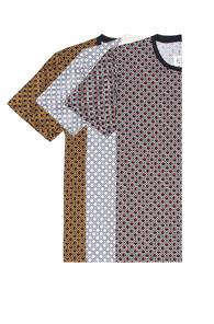 Maison Margiela 3 Pack Cotton Tees In Abstract,blue,orange,white