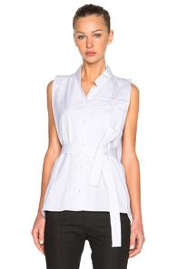 Maison Margiela Popeline Belted Top In White