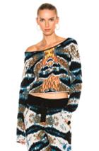 Baja East Cashmere Jacquard Top In Abstract,black,blue,green,white