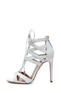 Aquazzura Beverly Hills Calfskin Leather Sandals In White