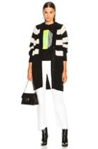 Proenza Schouler Pswl Brushed Wool Long Cardigan In Black,stripes,white