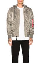 Alpha Industries L-2b Hooded Battlewash Jacket In Green