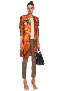 Jenni Kayne Slash Silk-blend Coat In Orange,floral,metallics