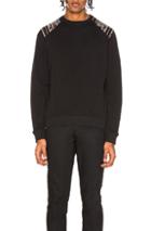 Saint Laurent Ikat Print Shoulder Crewneck Sweatshirt In Black