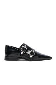 Victoria Beckham Leather Buckle Flats In Black