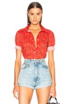 R13 Exaggerated Collar Shirt In Floral,red