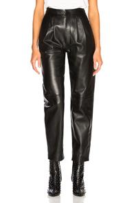 Saint Laurent Tapered Leather Pants In Black