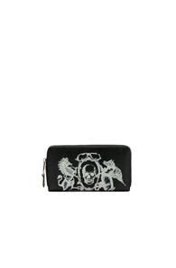 Alexander Mcqueen Coat Of Arms Continental Zip Wallet In Black